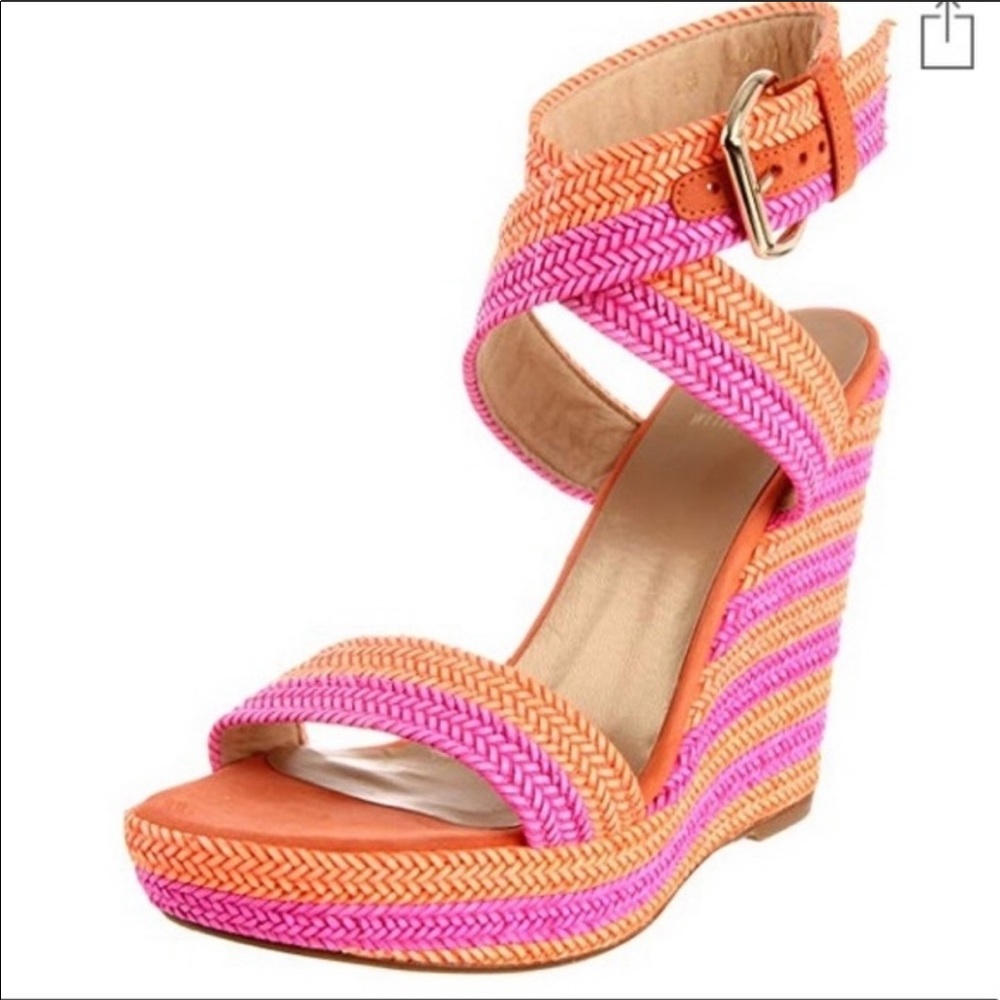 Stuart Weitzman Orange and Pink Wedges